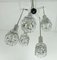 Chrome Chandelier with Faceted Glass & 5 Shades, 1960s 6