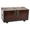 Vintage Chinese Wooden Chest with Decorations and Bronze Lock 1