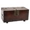 Vintage Chinese Wooden Chest with Decorations and Bronze Lock, Image 1