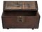 Vintage Chinese Wooden Chest with Decorations and Bronze Lock, Image 4