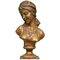 Busto de odalisque francés antiguo pequeño de bronce con base de mármol rojo, Imagen 1