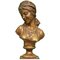 Small Antique French Bronze Bust of Odalisque with Red Marble Base 1