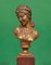 Busto de odalisque francés antiguo pequeño de bronce con base de mármol rojo, Imagen 2