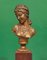 Small Antique French Bronze Bust of Odalisque with Red Marble Base 2