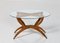 Italienischer Vintage Couchtisch aus Holz, Messing & Kristallglas, 1950er 3