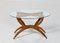 Vintage Italian Wood, Brass & Crystal Coffee Table, 1950s 3