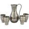 Vintage Pewter Pitcher with Cups by Harald Buchrucker, Germany, 1960s, Set of 5 1