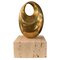 Brazilian Bronze & Travertine Miniature Oval Sculpture by Domenico Calabrone, 1970s 1