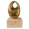 Brazilian Bronze & Travertine Miniature Oval Sculpture by Domenico Calabrone, 1970s 3