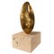 Brazilian Bronze & Travertine Miniature Oval Sculpture by Domenico Calabrone, 1970s 4