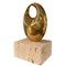 Brazilian Bronze & Travertine Miniature Oval Sculpture by Domenico Calabrone, 1970s 2