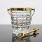 Vergoldeter Mid-Century Eiskübel & Zange aus Kristallglas von Val Saint Lambert 6