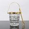 Mid-Century Crystal Glass and Gold-Plated Ice Bucket & Tong from Val Saint Lambert 1
