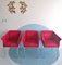 Italian Cherry Red Faux Suede & Chrome Dining or Side Chairs, 1980s, Set of 4 2