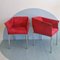 Italian Cherry Red Faux Suede & Chrome Dining or Side Chairs, 1980s, Set of 4 5