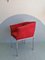 Italienische kirschrote Beistellstühle oder Stühle aus Kunstleder & Chrom, 1980er, 4er Set 7