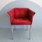 Italian Cherry Red Faux Suede & Chrome Dining or Side Chairs, 1980s, Set of 4 6