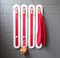 Large Mid-Century Red & White Metal and Wood Wall Coat Rack, Image 10