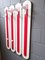Large Mid-Century Red & White Metal and Wood Wall Coat Rack 3