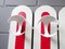 Large Mid-Century Red & White Metal and Wood Wall Coat Rack 6