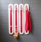 Large Mid-Century Red & White Metal and Wood Wall Coat Rack, Image 2