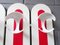 Large Mid-Century Red & White Metal and Wood Wall Coat Rack 5