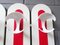 Large Mid-Century Red & White Metal and Wood Wall Coat Rack, Image 5