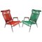 Vintage French Red and Green Scoubidou Lounge Chairs, 1950s, Set of 2 1