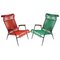 Vintage French Red and Green Scoubidou Lounge Chairs, 1950s, Set of 2, Image 1