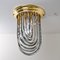 Brass and Curve Glass Flush Mount with Black Stripe from Venini, 1960s 11