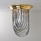 Brass and Curve Glass Flush Mount with Black Stripe from Venini, 1960s 7