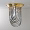 Brass and Curve Glass Flush Mount with Black Stripe from Venini, 1960s, Image 7