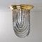 Brass and Curve Glass Flush Mount with Black Stripe from Venini, 1960s 4