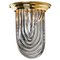 Brass and Curve Glass Flush Mount with Black Stripe from Venini, 1960s 1