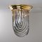 Brass and Curve Glass Flush Mount with Black Stripe from Venini, 1960s 15