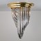 Brass and Curve Glass Flush Mount with Black Stripe from Venini, 1960s 6
