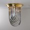 Brass and Curve Glass Flush Mount with Black Stripe from Venini, 1960s 14