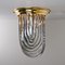 Brass and Curve Glass Flush Mount with Black Stripe from Venini, 1960s, Image 14