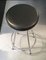 Vintage Stool with Tubular Steel Structure & Black Leather Seat 3