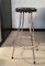 Vintage Stool with Tubular Steel Structure & Black Leather Seat 2
