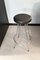 Vintage Stool with Tubular Steel Structure & Black Leather Seat 4