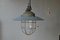 Industrielle Emaille Deckenlampe mit Schutzgitter & Glaskugel von Schuch Leuchten, 1940er 1