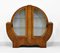 Art Deco Figured Walnut Display Cabinet with Fiji Backing, 1930s 1
