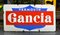 Italian Blue Red and White Enamel Metal Gancia Vermouth Sign, 1960s 1