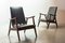 Solid Teakwood and Black Leatherette Armchairs by Louis van Teeffelen for WéBé, 1960s, Set of 2, Image 18