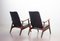 Solid Teakwood and Black Leatherette Armchairs by Louis van Teeffelen for WéBé, 1960s, Set of 2, Image 3