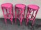 Pink Bistro Stools in the Style of Thonet, 1980s, Set of 3 1