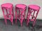 Rosa Bistro Hocker im Stil von Thonet, 1980er, 3er Set 1