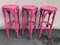 Pink Bistro Stools in the Style of Thonet, 1980s, Set of 3 2