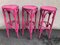 Rosa Bistro Hocker im Stil von Thonet, 1980er, 3er Set 2